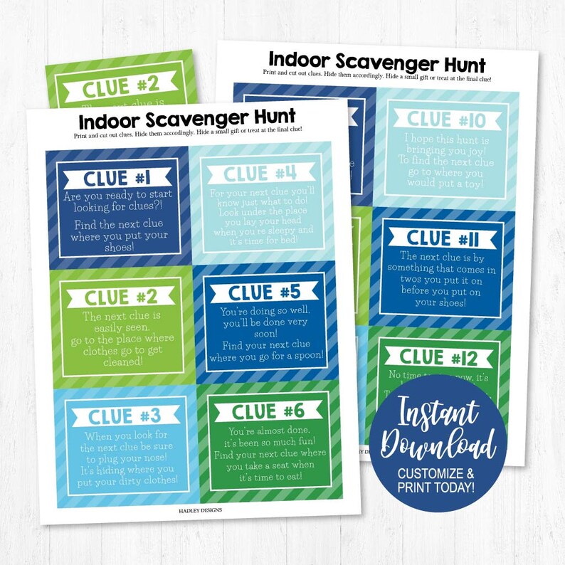 Indoor Scavenger Hunt Printable Treasure Hunt for Kids | Etsy