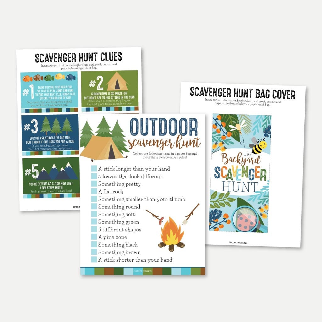 Camping Scavenger Hunt Printable, Summer Camp Nature Scavenger Hunt Card  Template, Outdoor Treasure Hunt Riddles, Backyard Hiking Trail Game Inside Clue Card Template