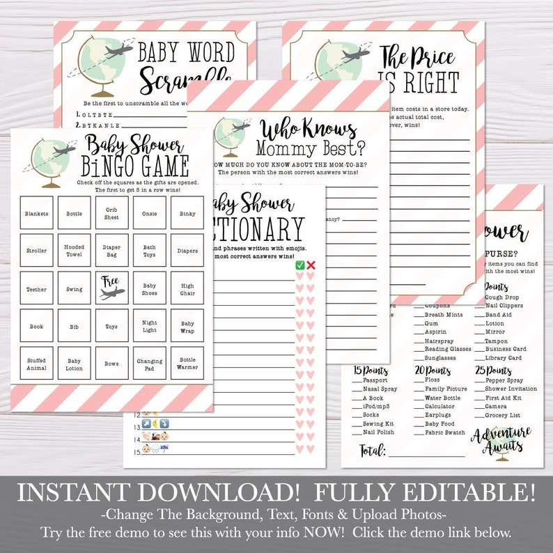 Baby Shower Game Suite Baby Shower Game Package Baby Shower Etsy