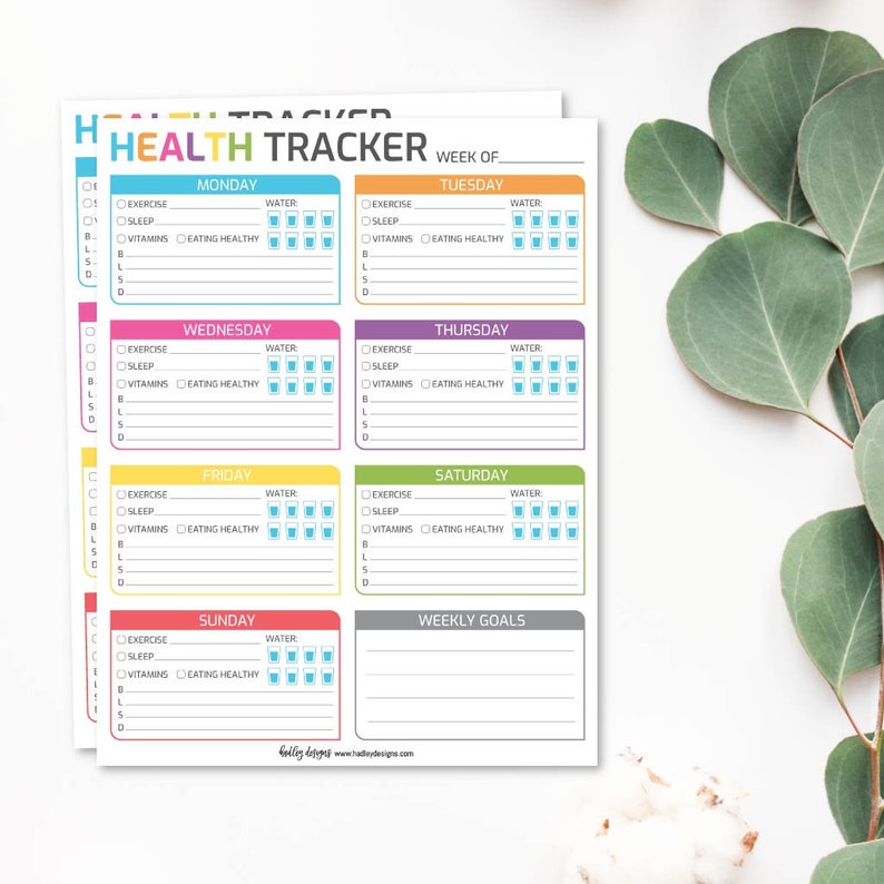 Health Tracker Printable Health Fitness Planner Fitness | Etsy