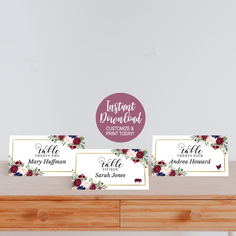 DIY Place Cards Template For Wedding Wedding Place Card Meal Choice Icon Printable Place Cards for Tables Place Cards Wedding Templates