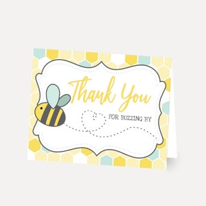 Bee Baby Douche Bedankkaartsjabloon - DIY Bedankkaartsjabloon, Bedankkaartfoto, Bewerkbare Bedankkaartsjabloon