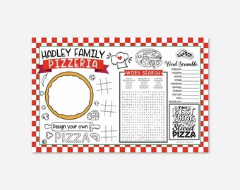 Plantilla de mantel de fiesta de pizza - Páginas para colorear de pizza Party, mantel para colorear de pizza, descarga de páginas para colorear, páginas para colorear para niños