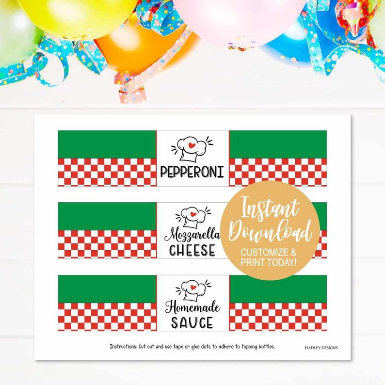 Pizza Party Printables Pizza Party Decorations Pizza Party Etsy