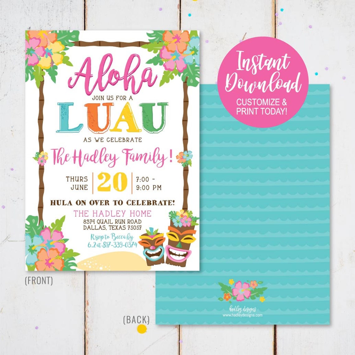 Tropical Invitation Instant Download Tropical Invitation - Etsy