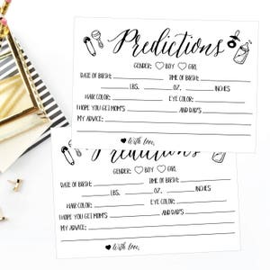 Tarjetas modernas de predicción de bebés, predicciones de bebés, tarjetas de consejos y predicciones de bebés, predicciones y consejos de bebés imprimibles