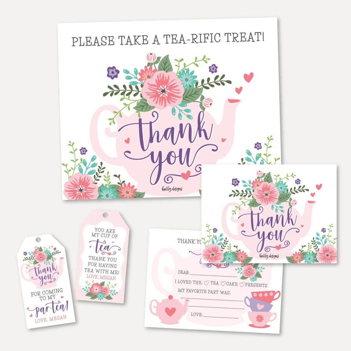Printable Thank You Card for Kids Birthday Thank You Tags | Etsy