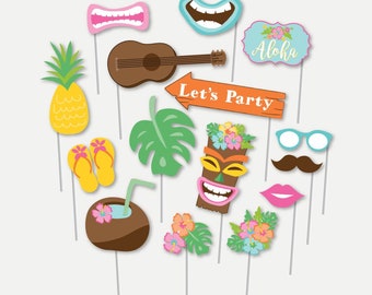 Luau Party Photo Booth Props Template - Luau Photo Booth Prop Printable, Tropical Photo Booth Prop Birthday, Photo Booth Prop Baby Shower