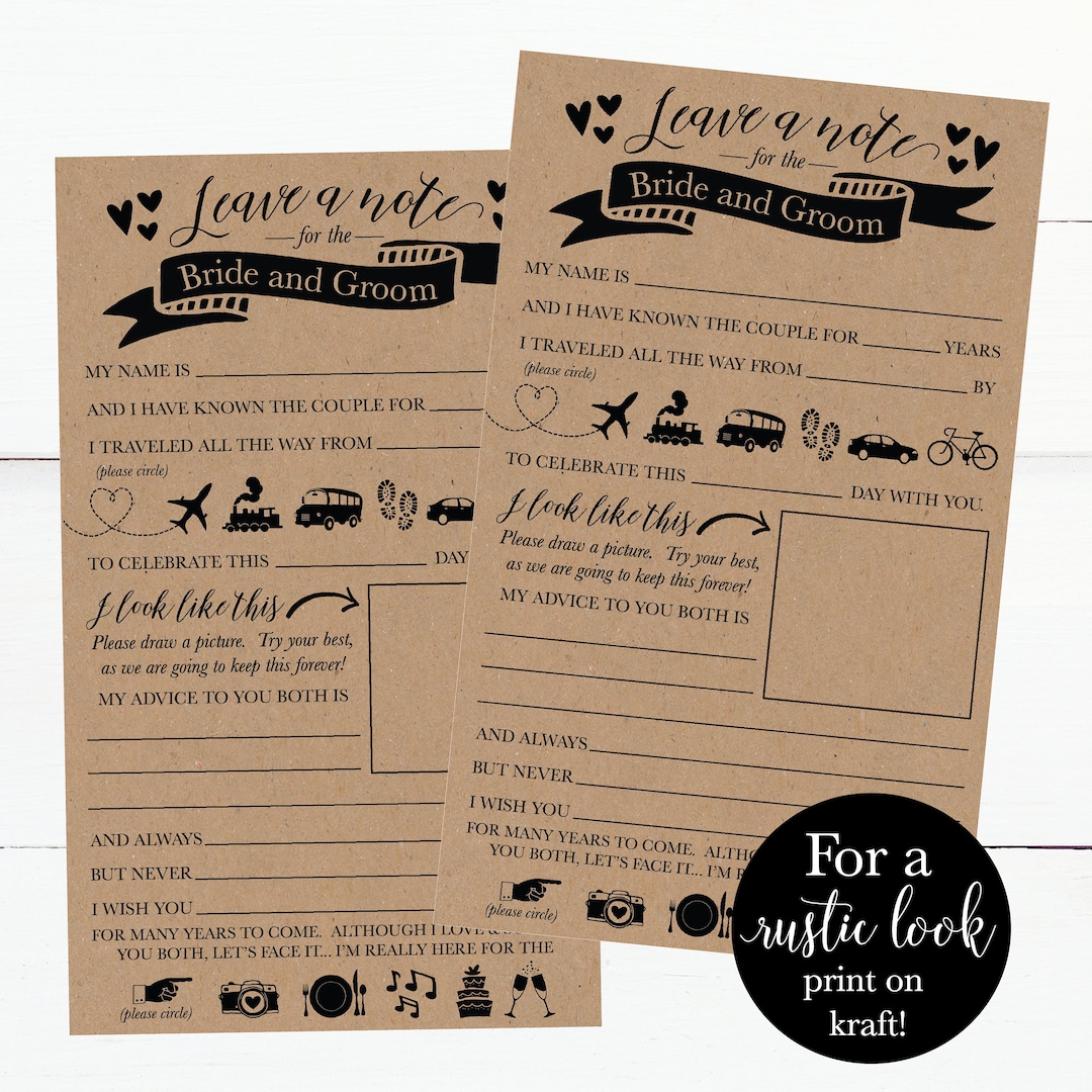 Printable Wedding Advice Cards Rustic, Advice for the Bride and Groom ...