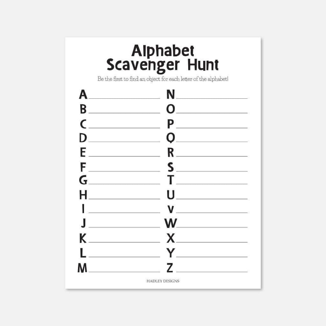 Alphabet Scavenger Hunt Template, Learning ABC Game, Scavenger Hunt for Alphabet Scavenger Hunt Template, Learning ABC Game, Scavenger Hunt for