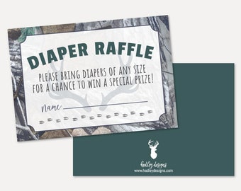 Camo Baby Shower Diaper Raffle Template - Ticket Printable, Diaper Raffle Instant Download, Diaper Raffle Boy, Diaper, Hadley Designs