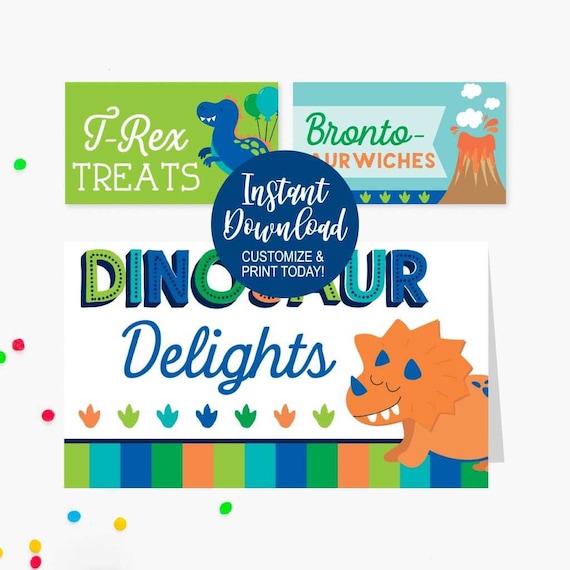 Printable Place Card Template Dinosaur Food Tags Printable | Etsy