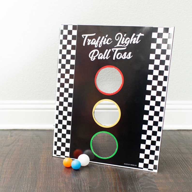 Race Car Bean Bag Toss Game, Traffic Light Corn Hole Ball Toss Template, DIY Printable Birthday Party Supplies, Outdoor Cornhole for Kids image 7