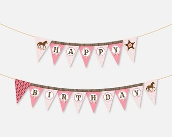 Horse Kids Party Banner Template - Horse Banner Birthday Printable, Horse Birthday Banner Printable, Horse Party Banner