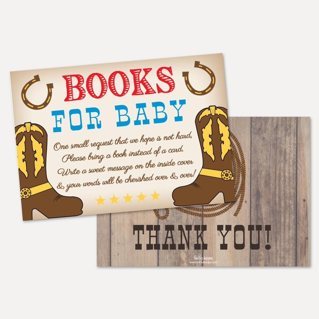 Cowboy Baby Shower Book Request Template Baby Shower Games Etsy