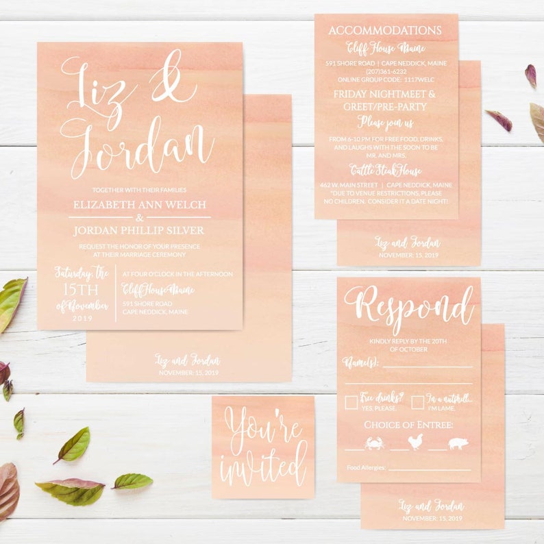 Wedding invitations with rsvp packages wedding invitations etsy