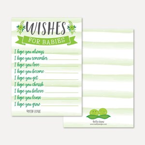 Erbsen in einer Hülse Zwillinge Baby Shower Wishes Card Template - Baby Well Wishes, Well Wishes for Baby Book, Baby Shower Well Wish Mom Template