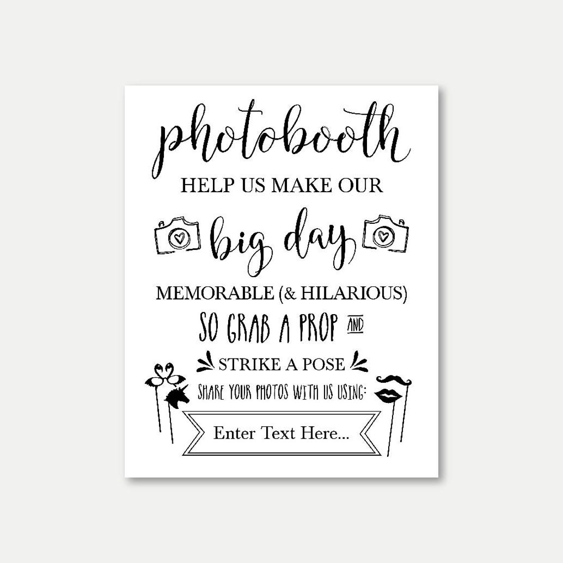 Photobooth Wedding Hashtag Sign Rustic Printable Reception | Etsy