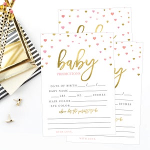 Cartes de prédiction de bébé fille Mad Libs, cartes de prédiction de bébé imprimables, modèle de cartes de prédiction de bébé, prédictions pour bébé, jeu de douche de bébé