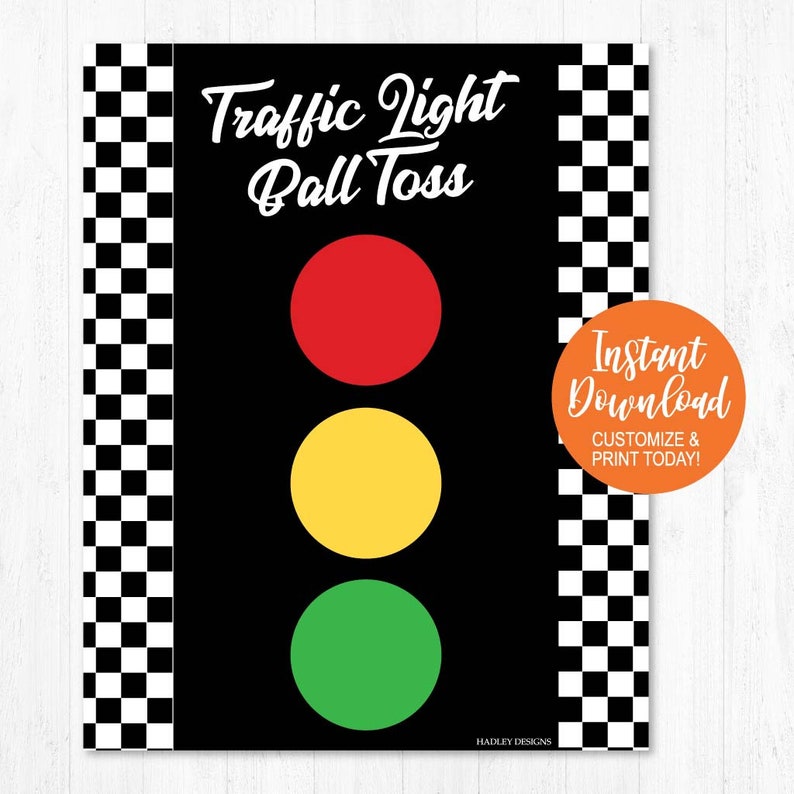 Race Car Bean Bag Toss Game, Traffic Light Corn Hole Ball Toss Template, DIY Printable Birthday Party Supplies, Outdoor Cornhole for Kids image 8