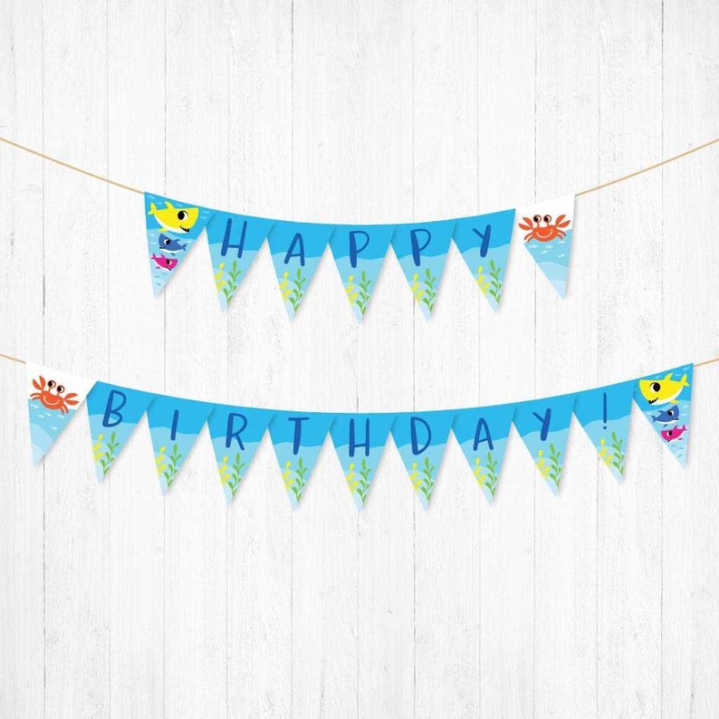 Baby Shark Kids Party Banner Template Baby Shark Banner Birthday Printable, Baby Shark Birthday Banner Printable, Baby Shark Party Banner image 2