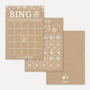 Modello di gioco di bingo per baby shower con piccolo fiocco di neve - Bingo per baby shower, asilo nido per bambini, bingo per baby shower, gioco per baby shower