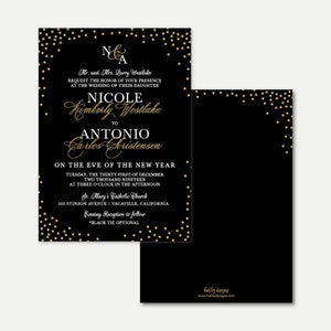 Elegant New Years Eve Wedding Invitation Template - Bohemian Wedding Invitation, Rustic Invitation, Printable Invitations Template, Designs