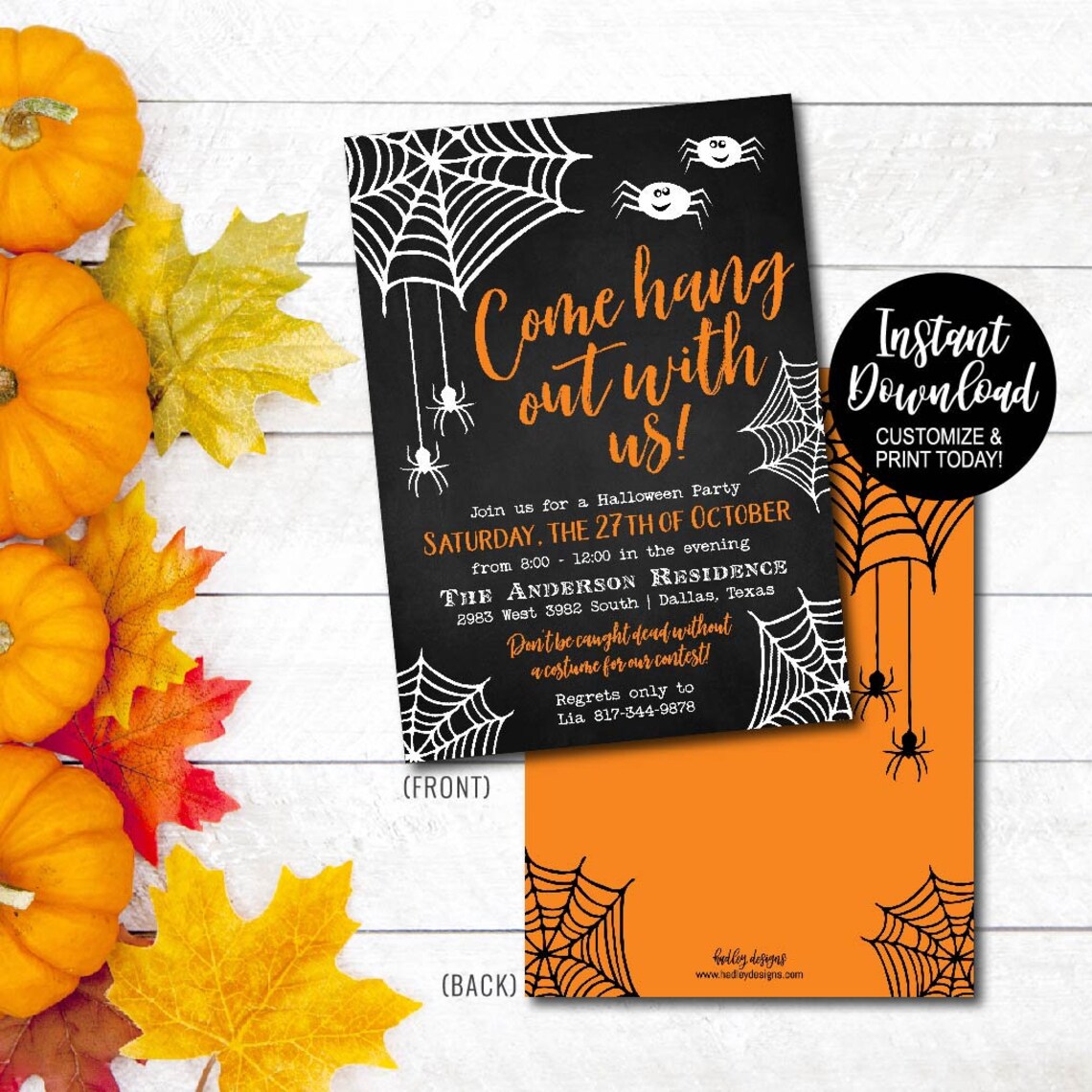 Halloween Editable Halloween Invitation Girls Halloween Party Etsy