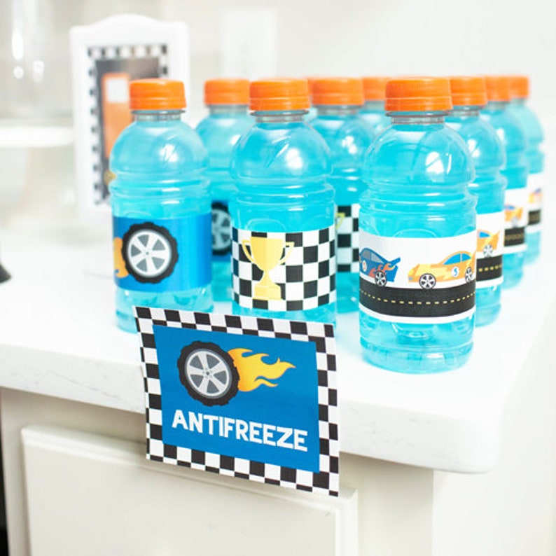 Race Car Water Bottle Labels Template Checkered Flag Water | Etsy