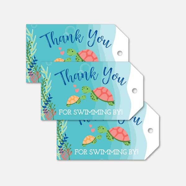 Sea Turtle Baby Shower Thank You Favor Tags Template - Baby Shower, Thank You Favor Tags Printable, Baby Shower Thank You Tag Editable