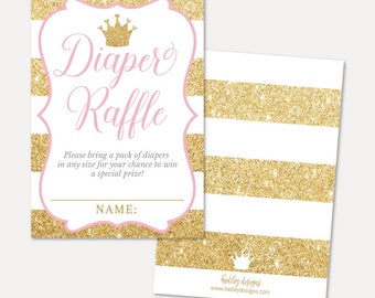 Princess Baby Shower Diaper Raffle Template - Ticket Printable, Diaper Raffle Instant Download, Diaper Raffle Boy, Diaper