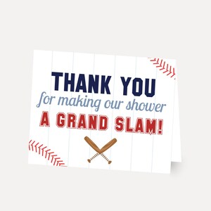Baseball Blue Red Thank You Card Printable, Thank You Cards Baby Shower, Thank You Note Baby Shower, Thank You Cards Bulk, Editable Card
