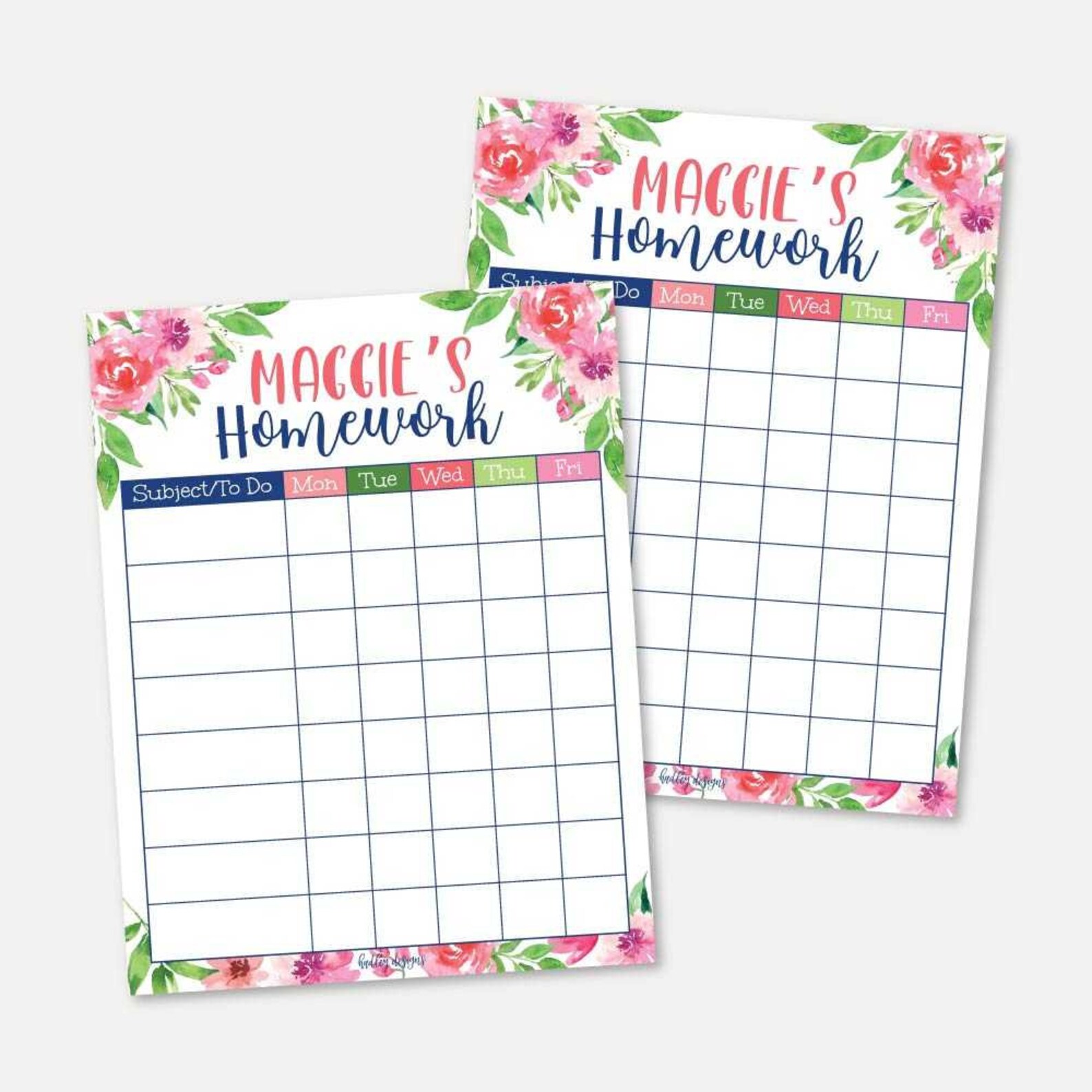 weekly chart for kids printable goal planner printable