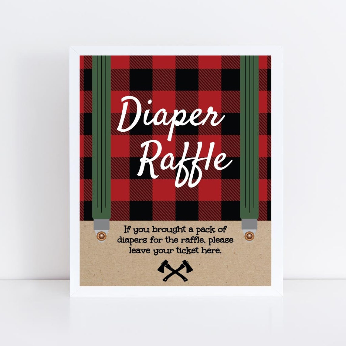 Lumberjack Baby Shower Diaper Raffle Sign Template | Etsy