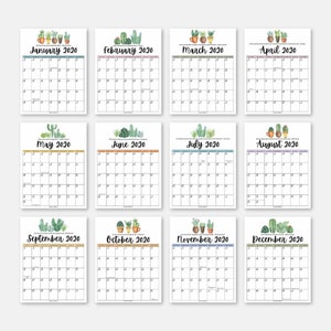 2020 Year Calendar Template - 2020 Wall Calendar, 2020 Calendar Printable, 2020 Printable Calendar,2020 Calendar Wall, 2020 Calendar Planner