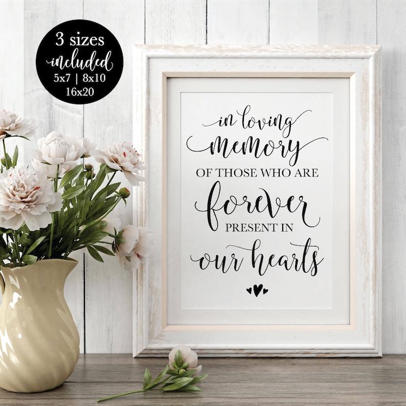In Loving Memory Printable Wedding Sign Remembrance Memorial - Etsy