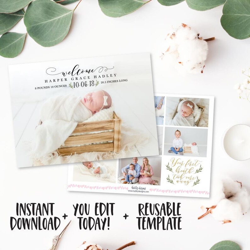 Digital Baby Birth Announcement Photo Birth Announcement Etsy