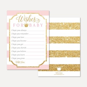 Prinzessin Baby Shower Wishes Card Template - Baby Well Wishes, Well Wishes for Baby Book, Baby Shower Well Wish Mom Template