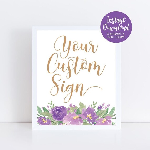 Editable Custom Sign Printable Custom Signs Create Your Own | Etsy