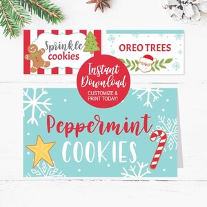 Place Cards Template Editable, Place Cards Tent, Christmas Place Cards Digital, Printable Food Label Tents, Printable Place Card Template