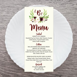 Wedding Menu Printable Wedding Dinner Menu Template DIY - Etsy