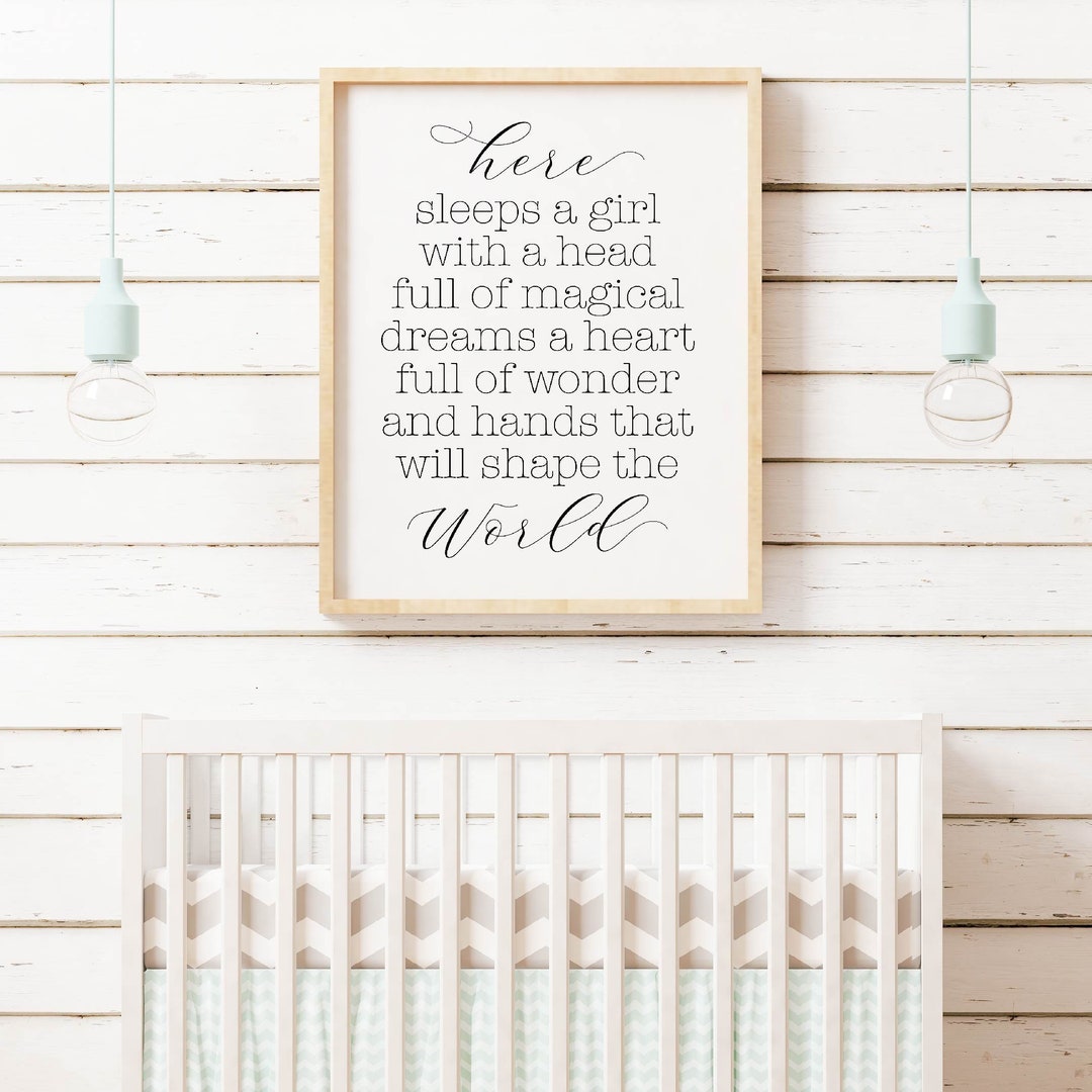 Here Sleeps A Girl Nursery Wall Decor, Nursery Decor Wall Art Set ...