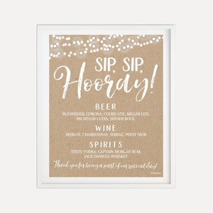 Modèle de signe de menu de barre de mariage rustique en dentelle Kraft - Menu de boissons de signature imprimable, modèle de mariage de menu de barre, mariage de menu, conceptions de Hadley