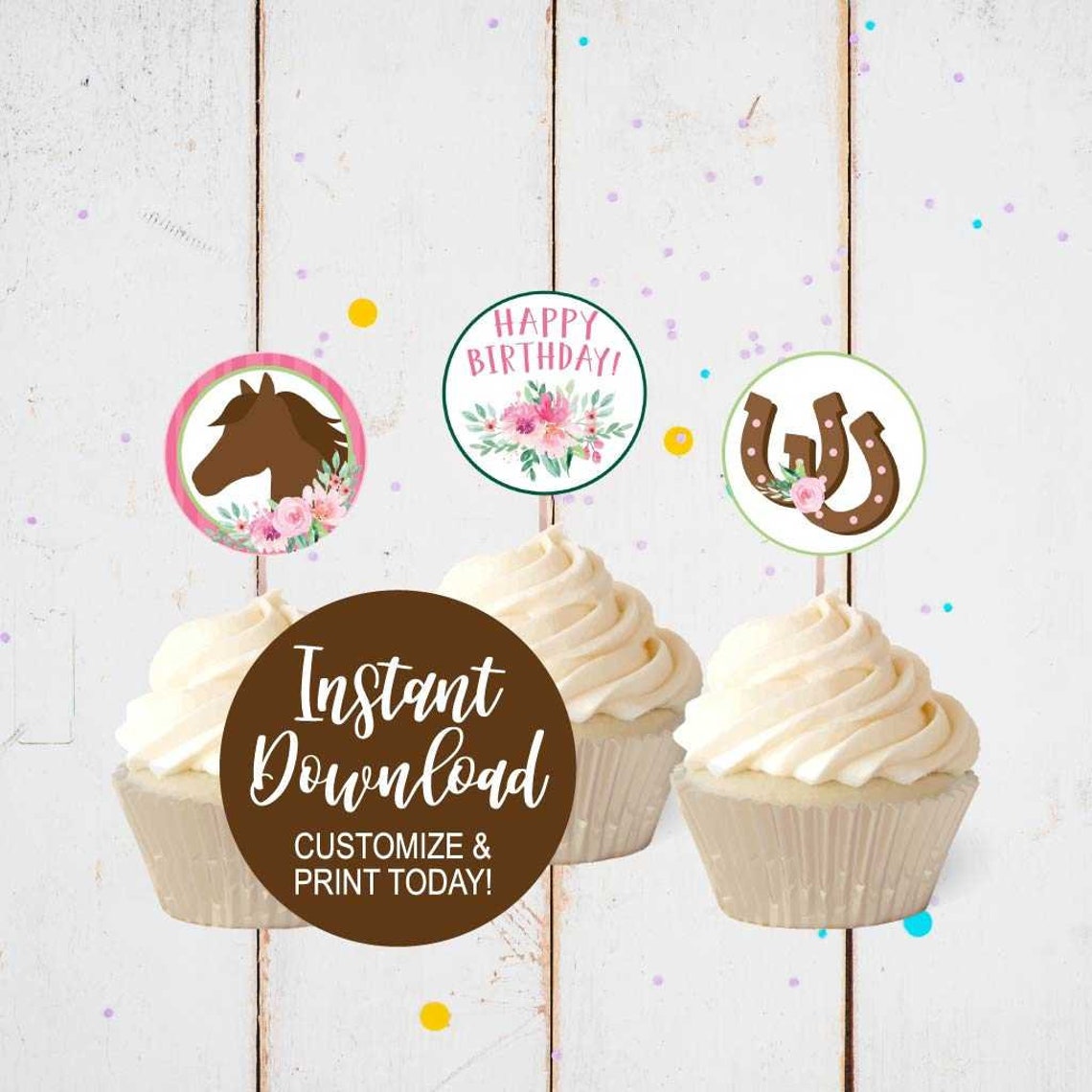 Cupcake Toppers Horse Birthday Cupcake Toppers Printable - Etsy