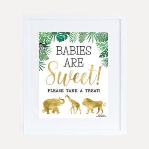 Gold Safari Baby Shower Treats Sign Template -Baby Shower Favors Sign, Baby Shower Favors Girls, Favors Sign for Baby Shower