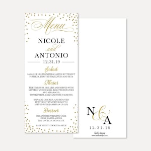 Elegant New Years Eve Wedding Menu Template -Party Menu Template, 4x9 Editable Printable Dinner Menu,  Instant Download Menu, Hadley Designs