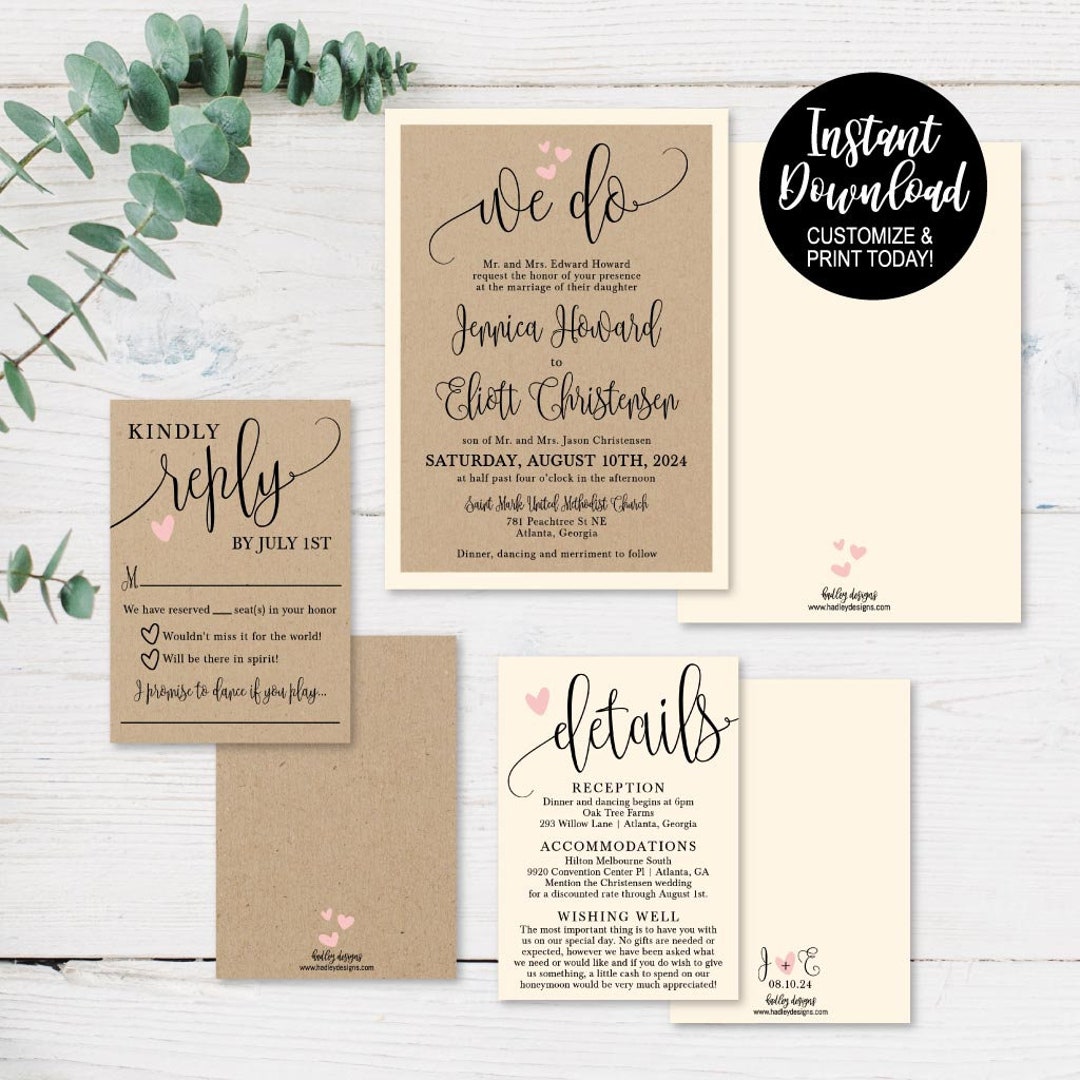 Wedding Invitations With RSVP Cheap Wedding Invitation Etsy