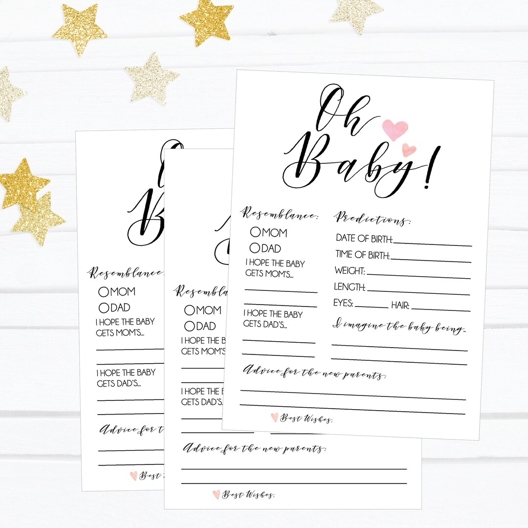 Baby Girl Prediction Cards Mad Libs Printable Baby Prediction Etsy