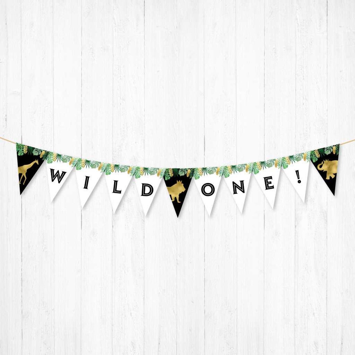 Wild One Safari Kids Party Banner Template wild One Safari - Etsy UK