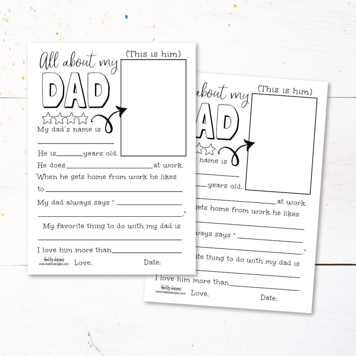 Father's Day Fill in Printable Fill in the Blank Fathers - Etsy